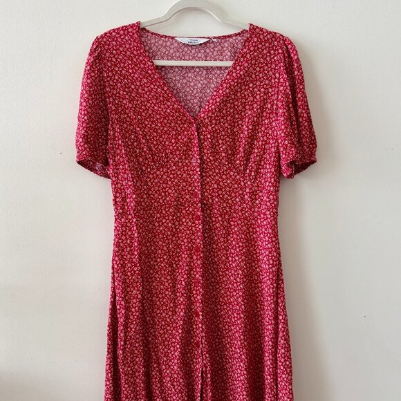 & Other Stories Paris Atelier Red Floral Print Button Front Mini Dress - Picture 2 of 5